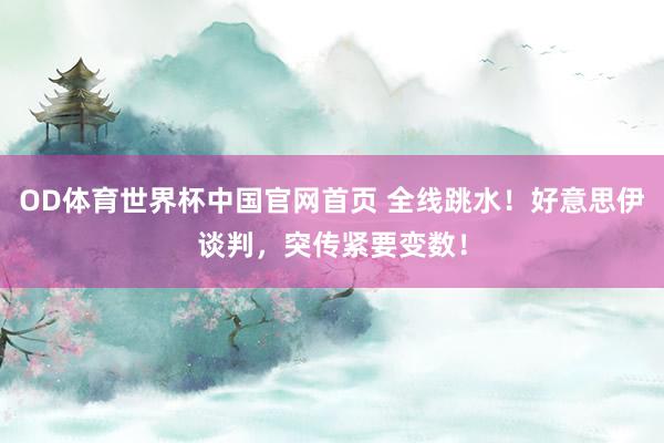 OD体育世界杯中国官网首页 全线跳水！好意思伊谈判，突传紧要变数！