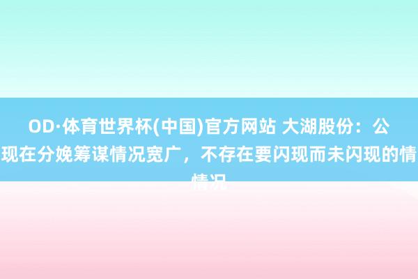 OD·体育世界杯(中国)官方网站 大湖股份：公司现在分娩筹谋情况宽广，不存在要闪现而未闪现的情况