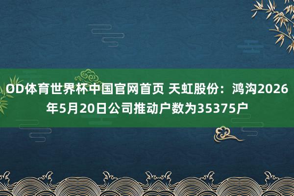 OD体育世界杯中国官网首页 天虹股份：鸿沟2026年5月20日公司推动户数为35375户