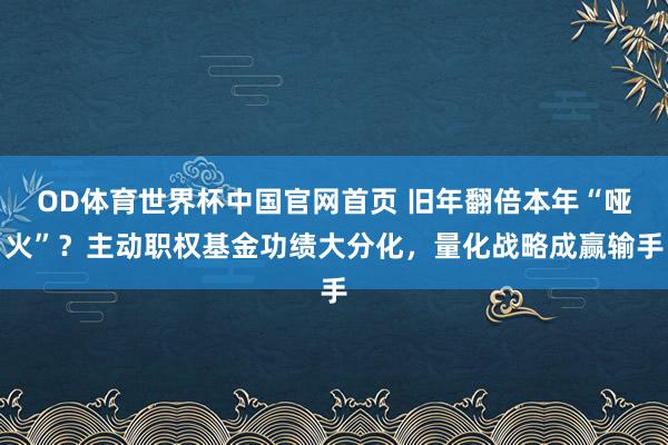 OD体育世界杯中国官网首页 旧年翻倍本年“哑火”？主动职权基金功绩大分化，量化战略成赢输手