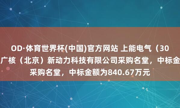 OD·体育世界杯(中国)官方网站 上能电气（300827）：中标中广核（北京）新动力科技有限公司采购名堂，中标金额为840.67万元