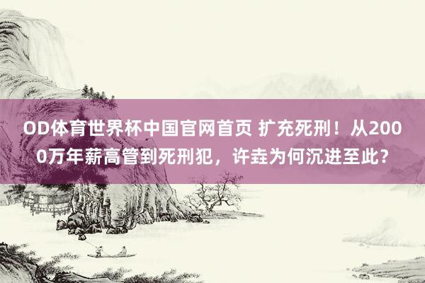 OD体育世界杯中国官网首页 扩充死刑！从2000万年薪高管到死刑犯，许垚为何沉进至此？