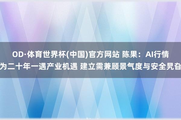 OD·体育世界杯(中国)官方网站 陈果：AI行情为二十年一遇产业机遇 建立需兼顾景气度与安全旯旮