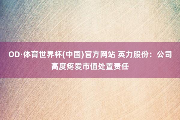 OD·体育世界杯(中国)官方网站 英力股份：公司高度疼爱市值处置责任