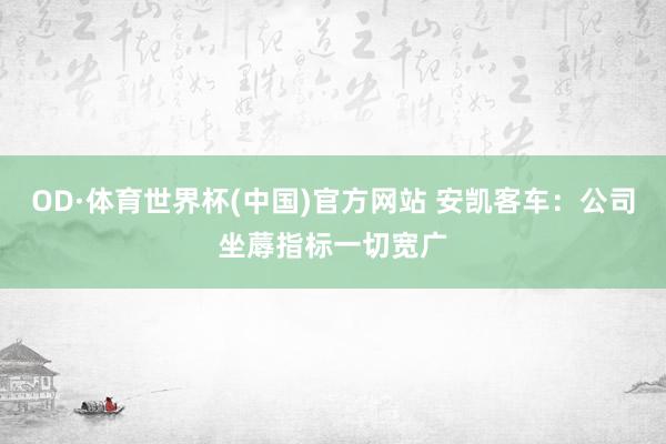 OD·体育世界杯(中国)官方网站 安凯客车：公司坐蓐指标一切宽广