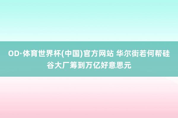 OD·体育世界杯(中国)官方网站 华尔街若何帮硅谷大厂筹到万亿好意思元