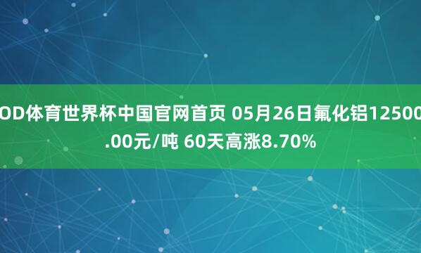 OD体育世界杯中国官网首页 05月26日氟化铝12500.00元/吨 60天高涨8.70%