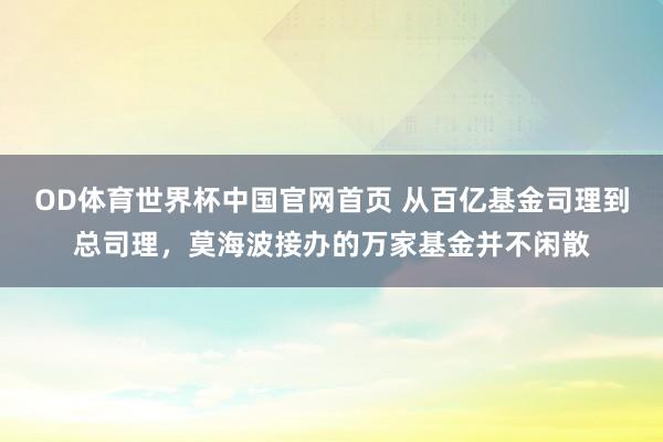 OD体育世界杯中国官网首页 从百亿基金司理到总司理，莫海波接办的万家基金并不闲散