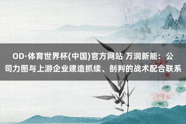 OD·体育世界杯(中国)官方网站 万润新能：公司力图与上游企业建造抓续、剖判的战术配合联系