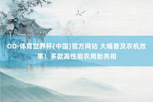 OD·体育世界杯(中国)官方网站 大幅普及农机效果！多款高性能农用胎亮相