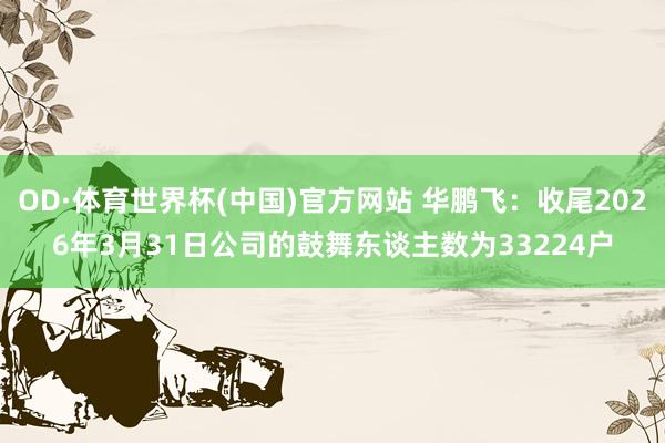 OD·体育世界杯(中国)官方网站 华鹏飞：收尾2026年3月31日公司的鼓舞东谈主数为33224户