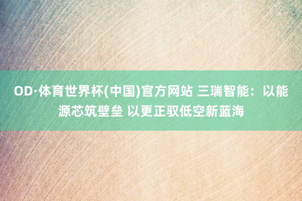 OD·体育世界杯(中国)官方网站 三瑞智能：以能源芯筑壁垒 以更正驭低空新蓝海