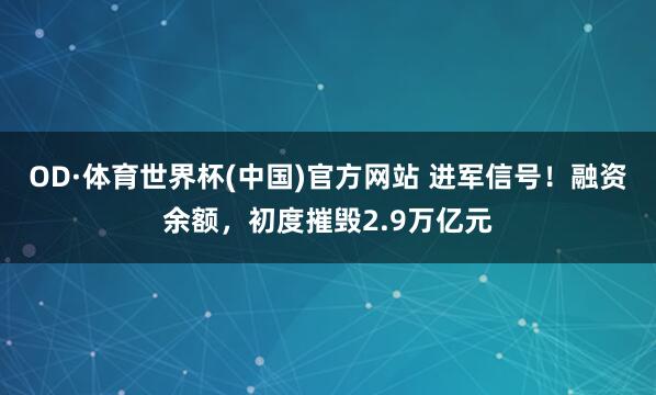 OD·体育世界杯(中国)官方网站 进军信号！融资余额，初度摧毁2.9万亿元