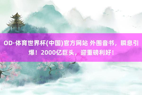 OD·体育世界杯(中国)官方网站 外围音书，瞬息引爆！2000亿巨头，迎重磅利好！
