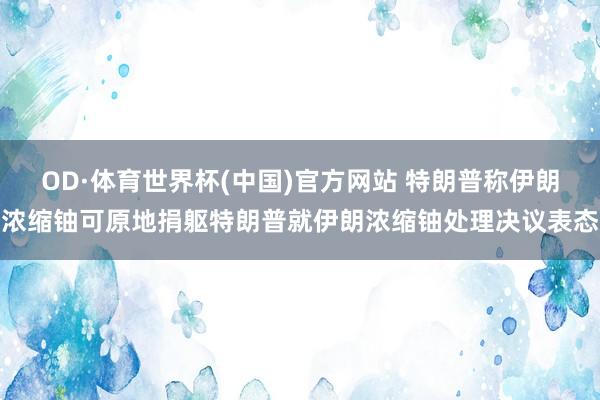 OD·体育世界杯(中国)官方网站 特朗普称伊朗浓缩铀可原地捐躯特朗普就伊朗浓缩铀处理决议表态