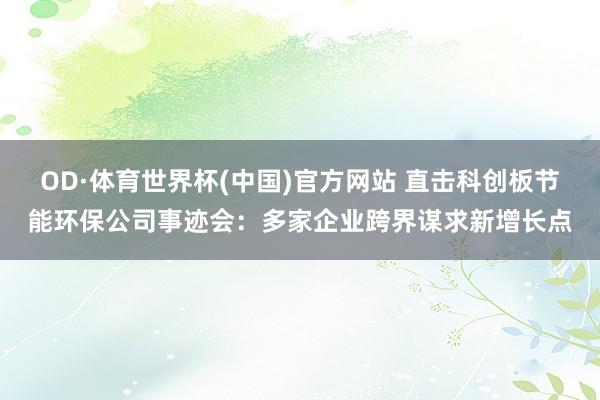 OD·体育世界杯(中国)官方网站 直击科创板节能环保公司事迹会：多家企业跨界谋求新增长点