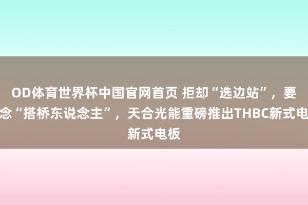 OD体育世界杯中国官网首页 拒却“选边站”，要作念“搭桥东说念主”，天合光能重磅推出THBC新式电板