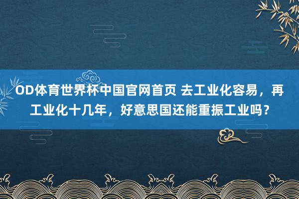 OD体育世界杯中国官网首页 去工业化容易，再工业化十几年，好意思国还能重振工业吗？