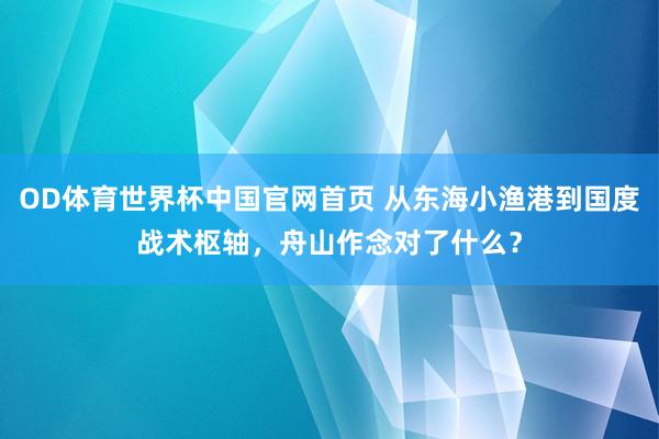 OD体育世界杯中国官网首页 从东海小渔港到国度战术枢轴，舟山作念对了什么？