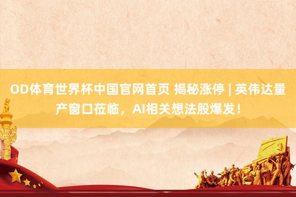 OD体育世界杯中国官网首页 揭秘涨停 | 英伟达量产窗口莅临，AI相关想法股爆发！