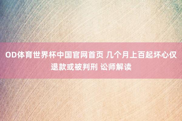 OD体育世界杯中国官网首页 几个月上百起坏心仅退款或被判刑 讼师解读