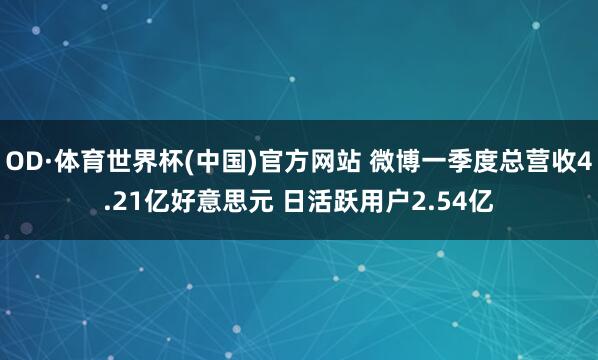 OD·体育世界杯(中国)官方网站 微博一季度总营收4.21亿好意思元 日活跃用户2.54亿