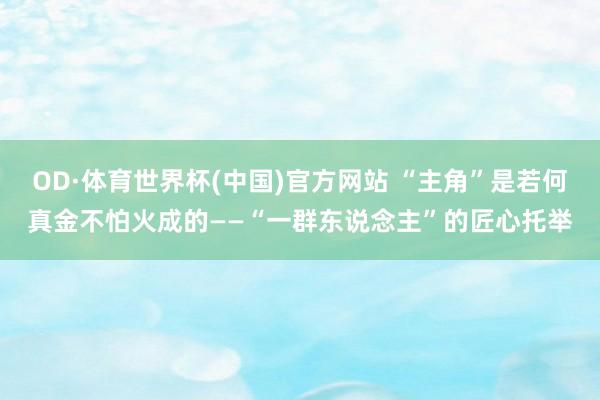 OD·体育世界杯(中国)官方网站 “主角”是若何真金不怕火成的——“一群东说念主”的匠心托举