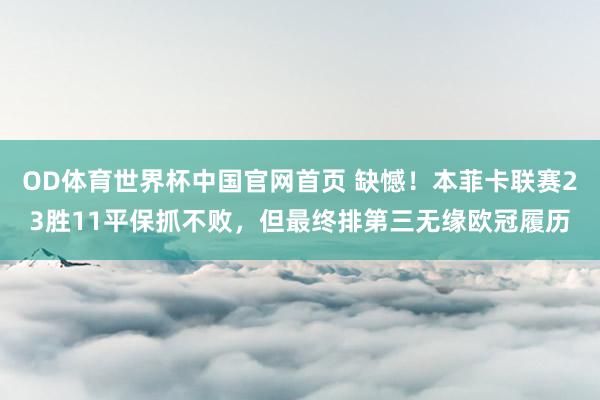 OD体育世界杯中国官网首页 缺憾！本菲卡联赛23胜11平保抓不败，但最终排第三无缘欧冠履历