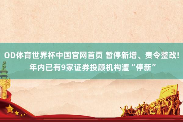 OD体育世界杯中国官网首页 暂停新增、责令整改! 年内已有9家证券投顾机构遭“停新”