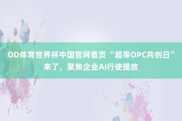 OD体育世界杯中国官网首页 “超等OPC共创日”来了，聚焦企业AI行使提效