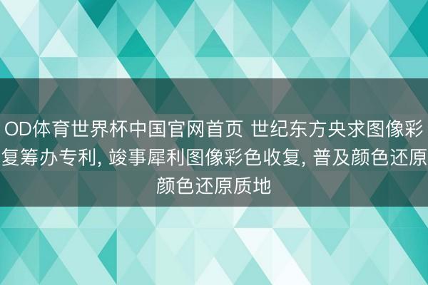 OD体育世界杯中国官网首页 世纪东方央求图像彩色收复筹办专利， 竣事犀利图像彩色收复， 普及颜色还原质地