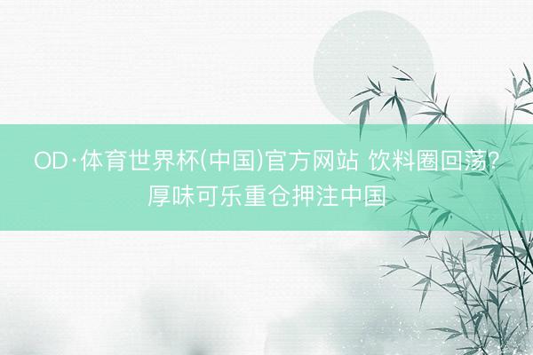 OD·体育世界杯(中国)官方网站 饮料圈回荡?厚味可乐重仓押注中国