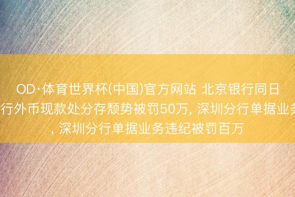 OD·体育世界杯(中国)官方网站 北京银行同日收两地罚单: 总行外币现款处分存颓势被罚50万, 深圳分行单据业务违纪被罚百万