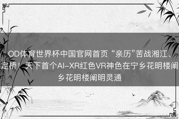 OD体育世界杯中国官网首页 “亲历”苦战湘江、飞夺泸定桥!天下首个AI-XR红色VR神色在宁乡花明楼阐明灵通