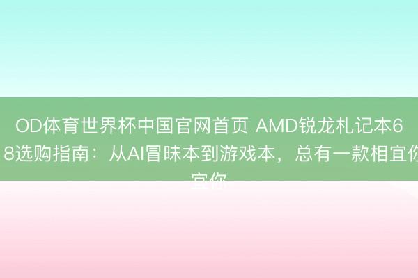 OD体育世界杯中国官网首页 AMD锐龙札记本618选购指南：从AI冒昧本到游戏本，总有一款相宜你